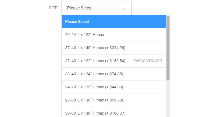On Site Cover Size Selection