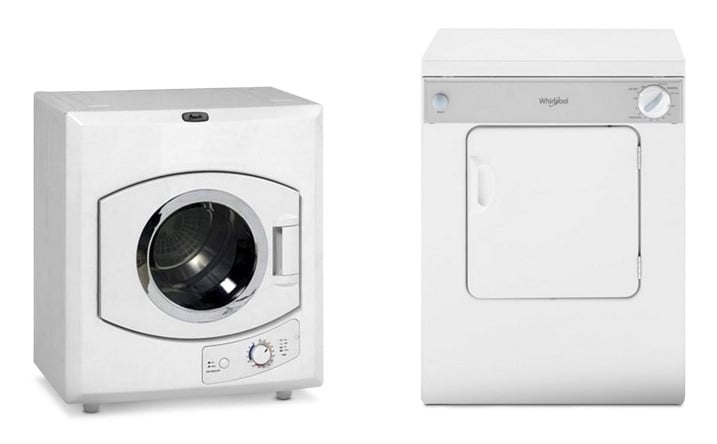 Avanti 2.6 Cubic Foot Front Load Stackable Dryer / Whirlpool 3.4 Cubic Foot Front Load Freestanding Dryer With Accu-Dry