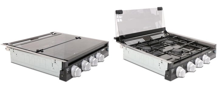Furrion 3 Burner Black Gas Cooktop With Folding Glass Cover Piece