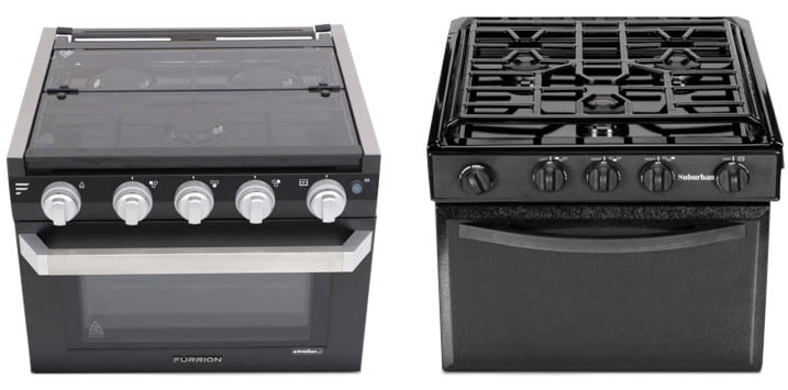 Furrion 3 Burners Gas Range / Suburban 3 Burner Black Gas Cooktop Range