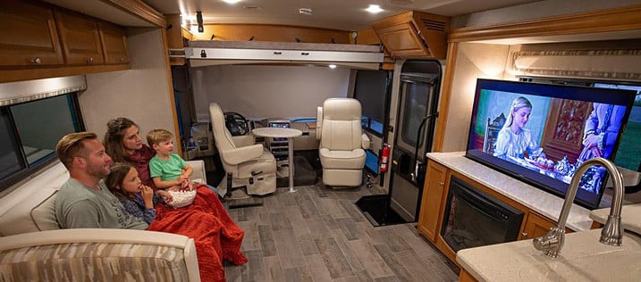 Family Watching TV Built For Road