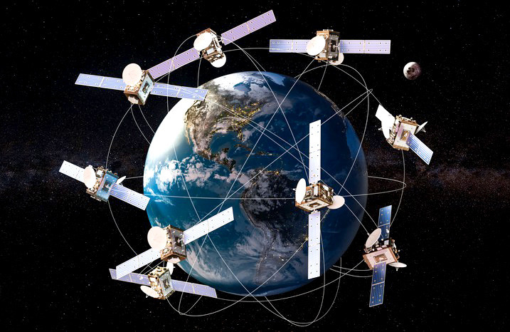 Satellite Antennas Network In Space