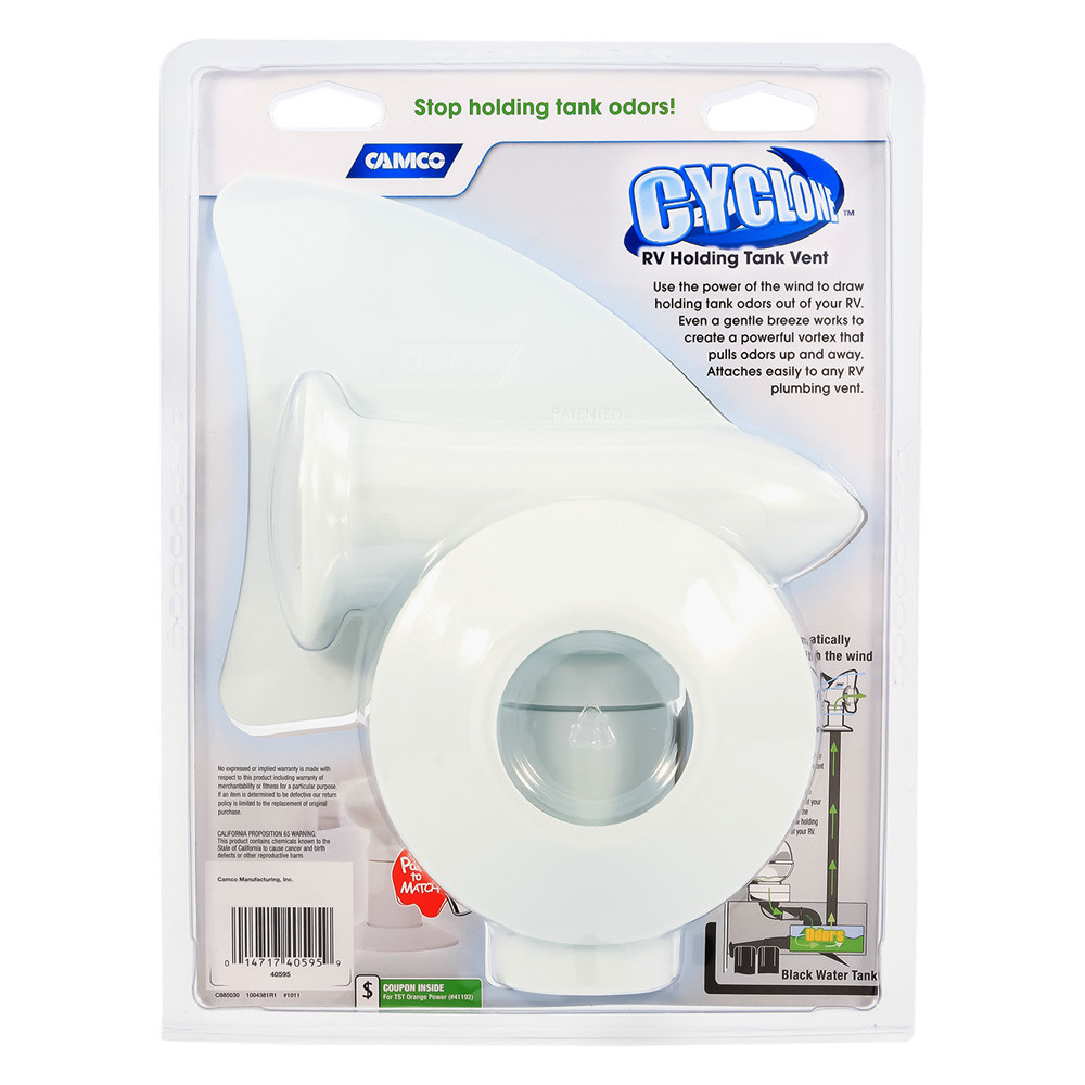 thumbnail image 2 of Camco Cyclone RV Plumbing Vent With Weather Vane – Black Resin Round Vent Cap For Campers 2 of 4