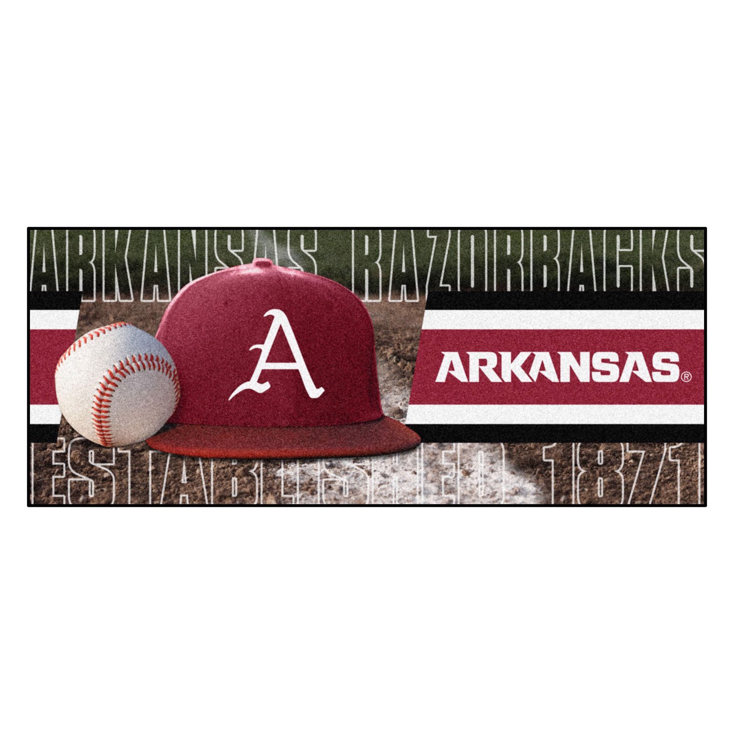 FanMats® 27828 University of Arkansas 30" x 72" Nylon Face Baseball