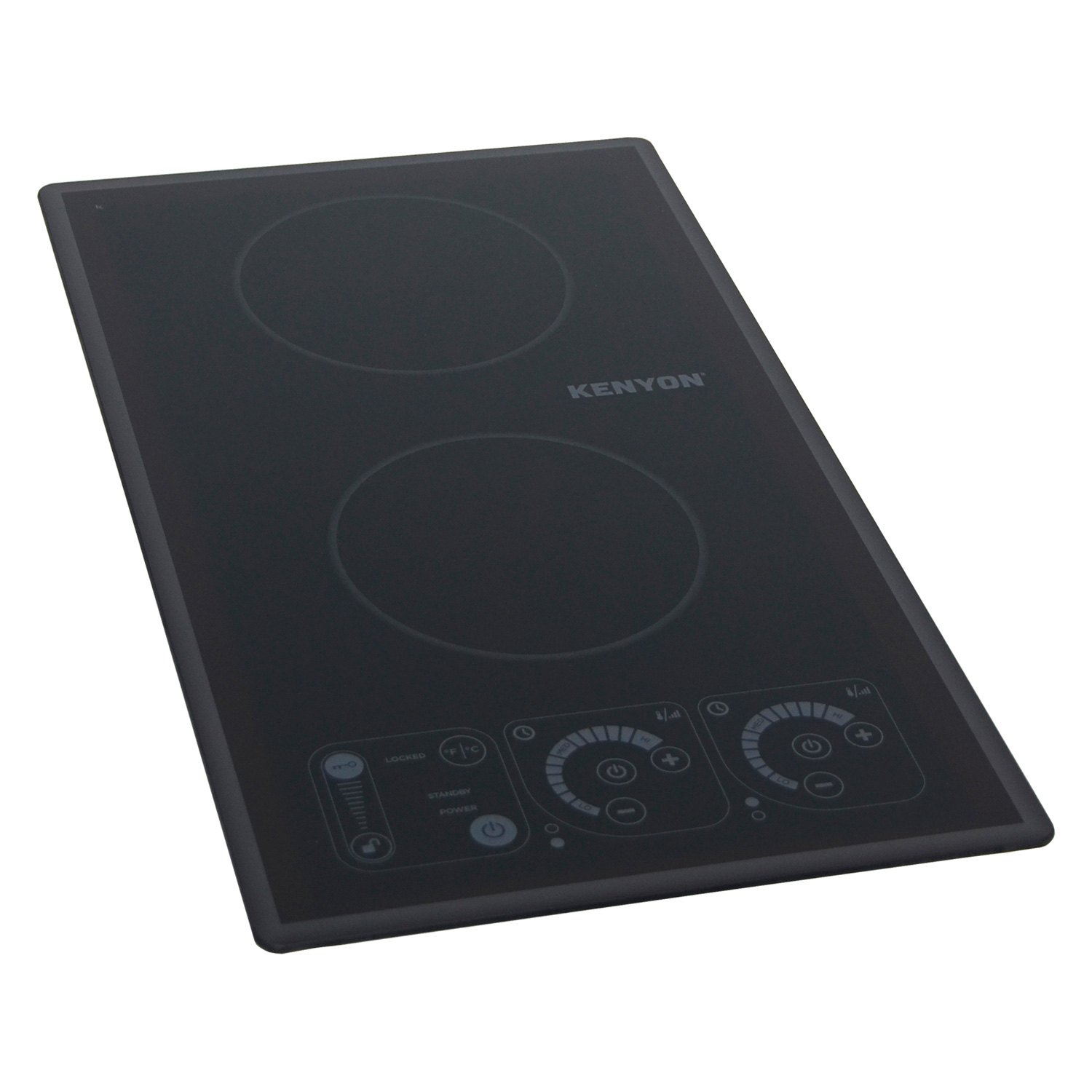 Kenyon B81321 12 Inch Induction Cooktop with 21 Inch Portrait Layout Depth,  2 Burners, Silicone Non-Slip Mat, Touch Controls, Control-Lock, Hot Surface  Indicator Lights and Quick Heat Dissipation: 120 Volts
