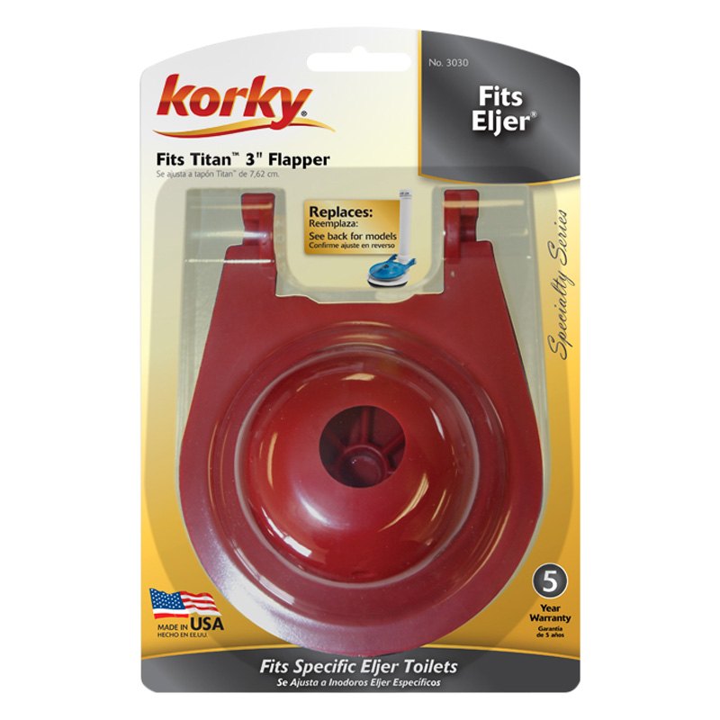 Korky® 3030BP 3" Sealing Surface Red Rubber Flapper for Eljer™ Titan