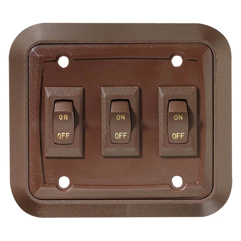 Rv Designer® S659 Triple Spst Onoff Labled Brown Lighting Switch
