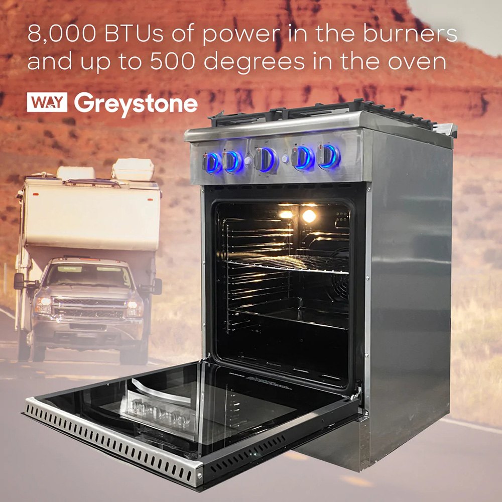 Way Interglobal® CF-FS60B - Greystone™ 24 Slide-In RV Gas Cooking Range 